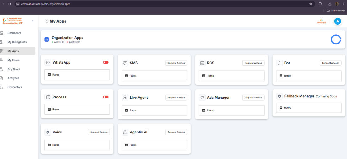 Leadows omnichannel enterprise communication platform interface